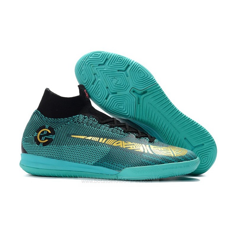 Ronaldo Nike Mercurial SuperflyX VI Elite IC para Mujeres Azul Dorado